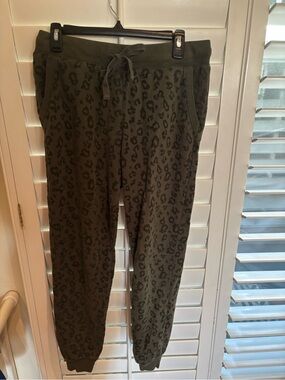Z Supply Olive Green Leopard Print Joggers